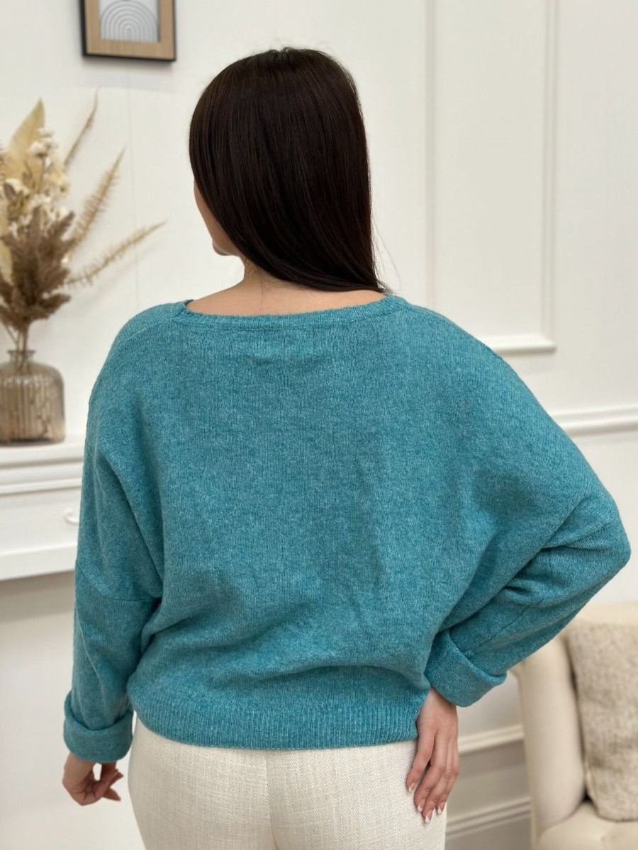 Pull Millie Vert Océan | Juste Elles Pull Millie Vert Ocean