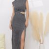 Robe longue Sihane Gris | Juste Elles Robe Longue Sihane Gris