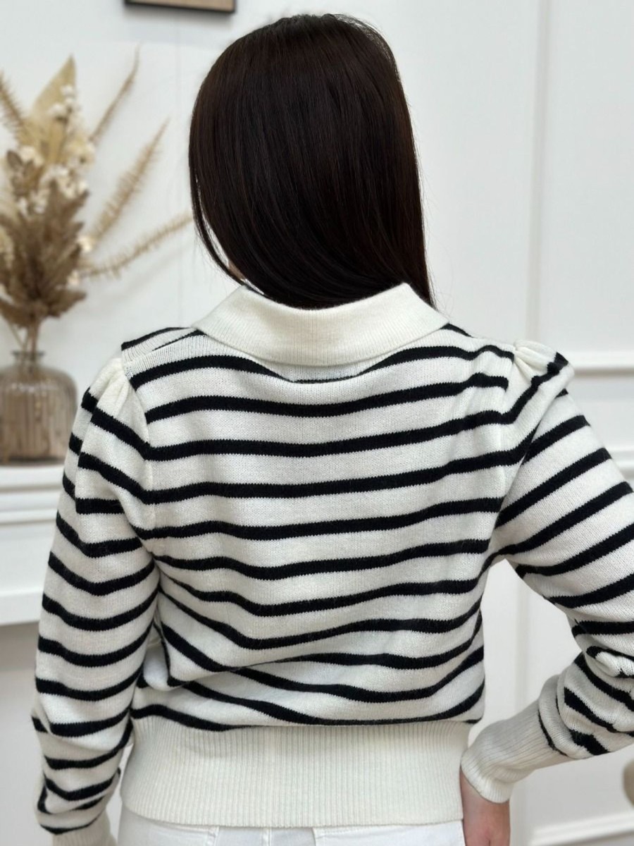 Pull Julia Ecru/Noir | Juste Elles Pull Julia Ecru/Noir