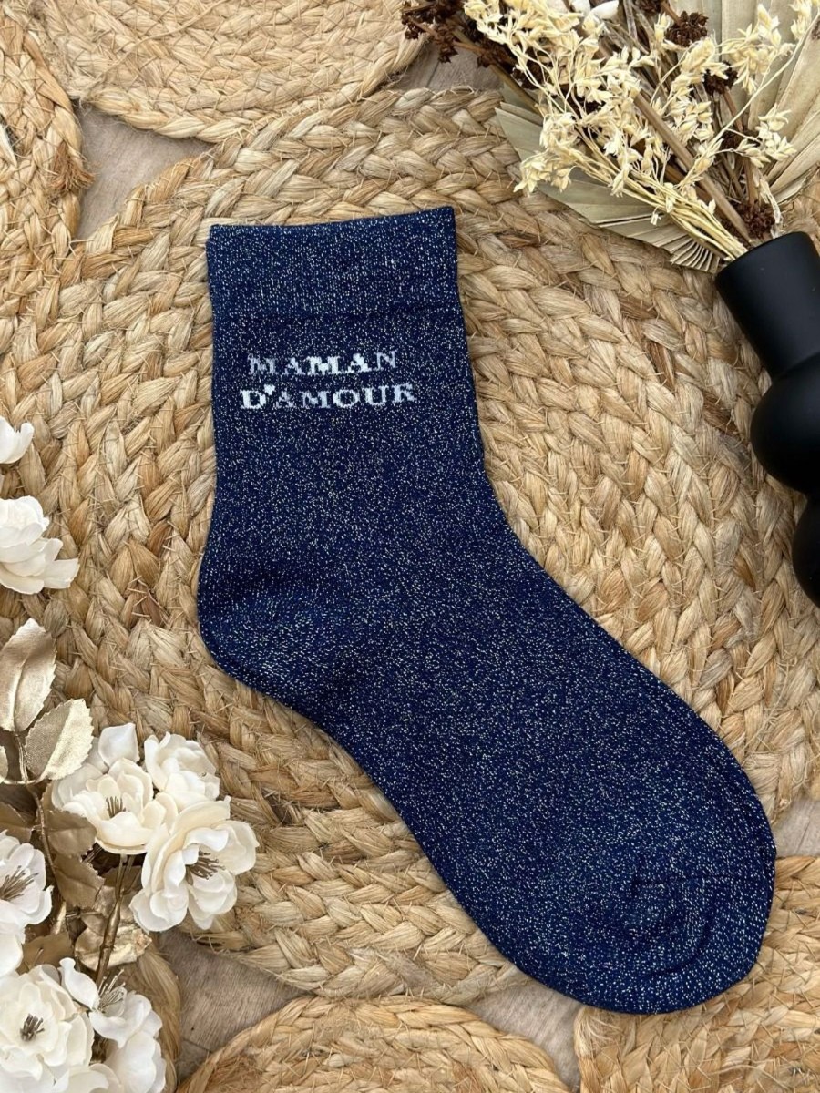 Chaussettes Maman d'Amour Bleu | Juste Elles Chaussettes Maman D'Amour Bleu